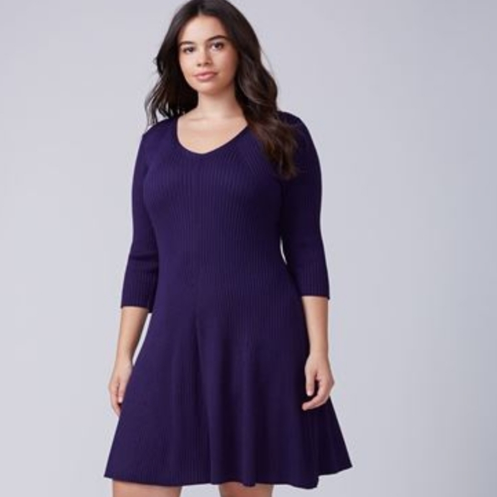 Lane Bryant Ribbed 3/4 sleeve dress